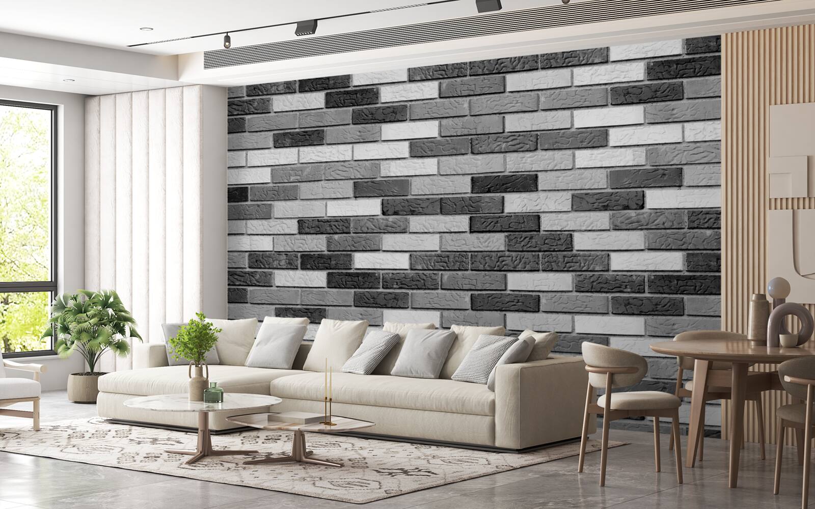 Fototapeta Ściana z cegły w kolorach czarno-białych