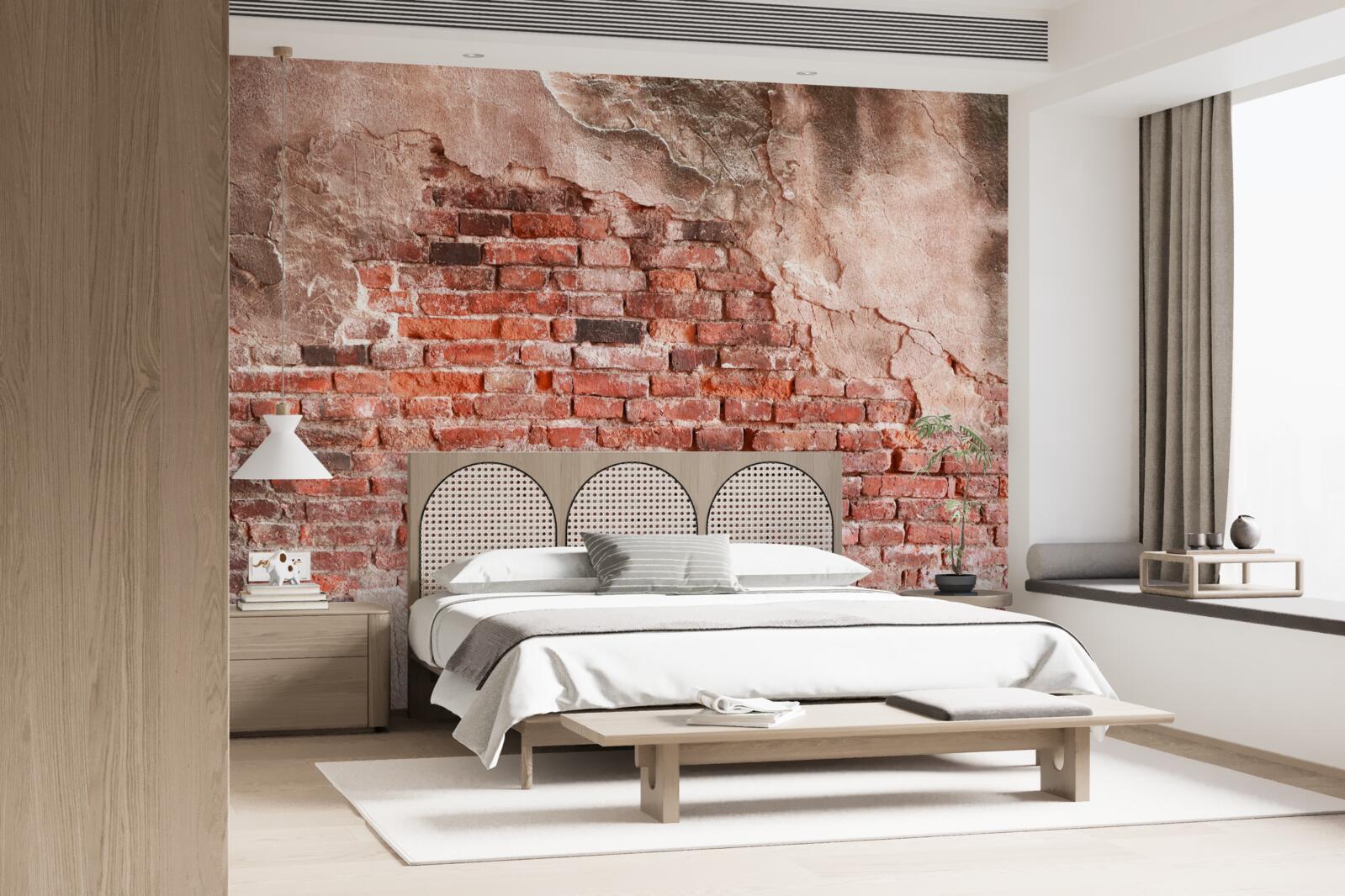 Fototapeta Ściana pokryta kruszącymi się cegłami