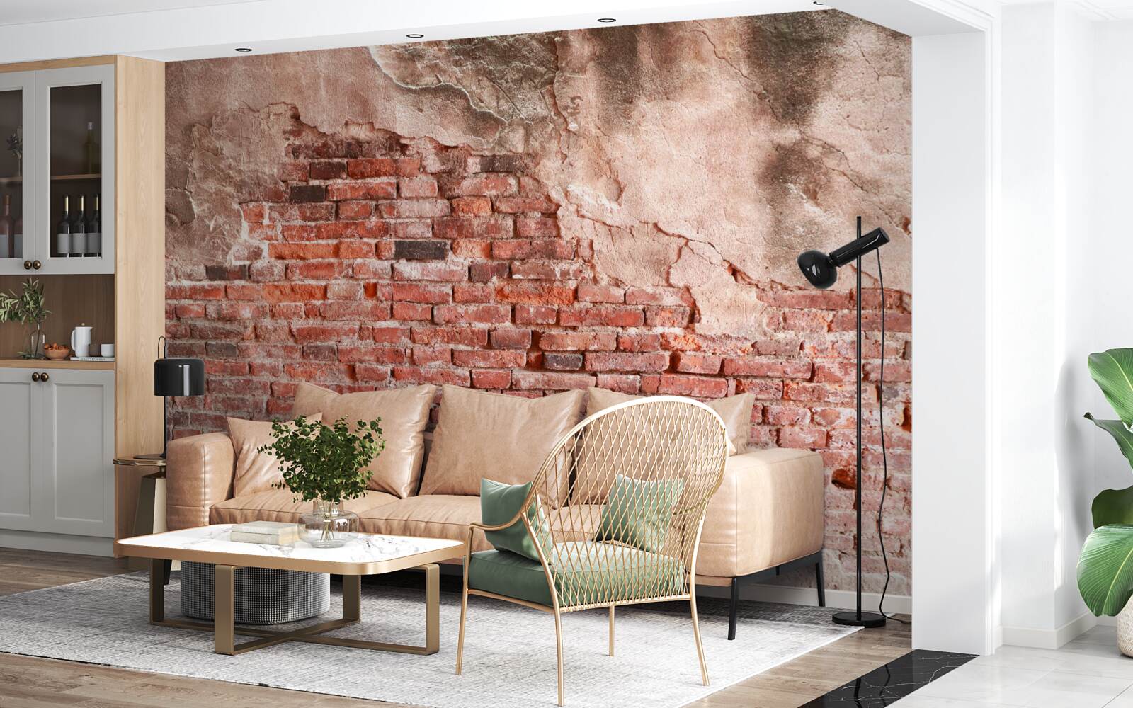 Fototapeta Ściana pokryta kruszącymi się cegłami