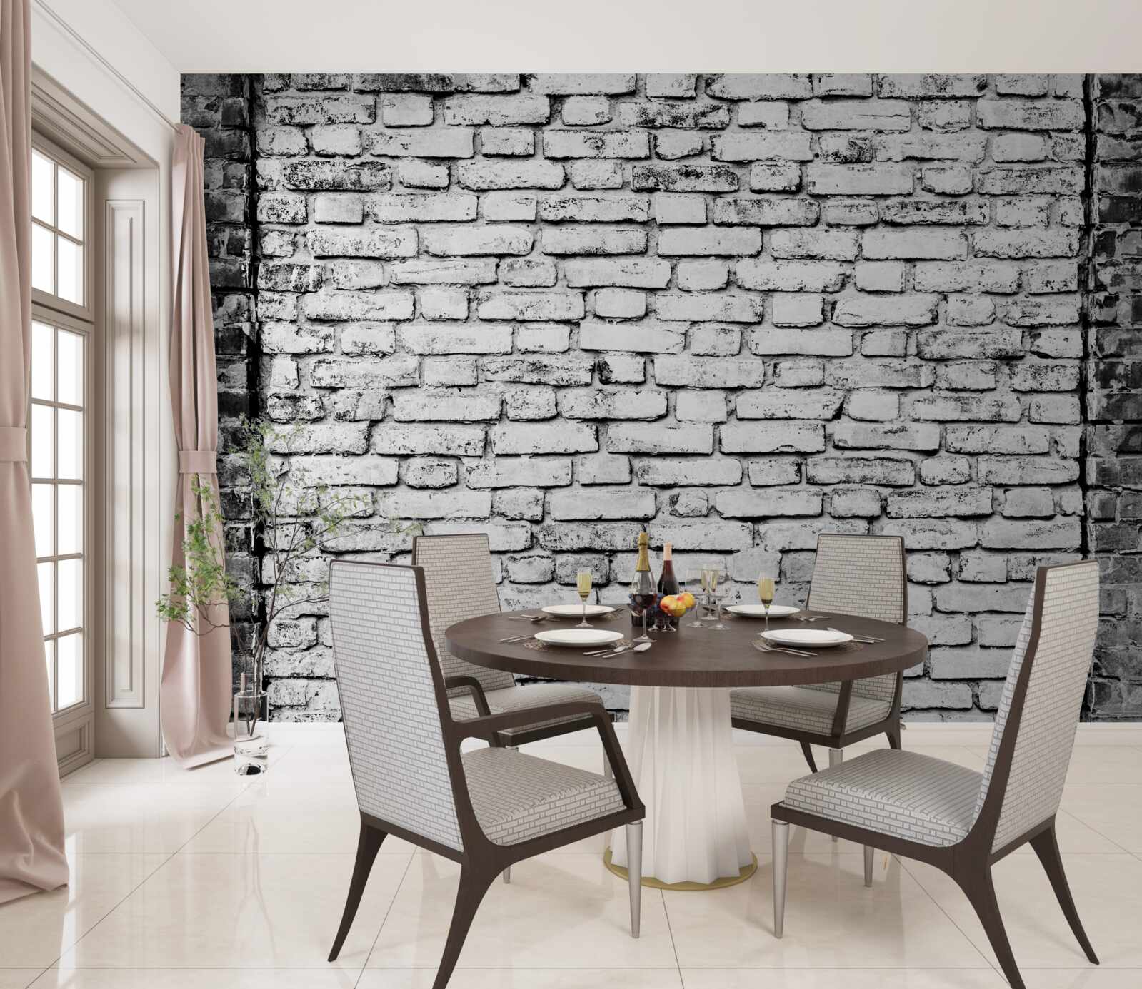 Fototapeta Ściana z cegieł ze śladami zarysowań