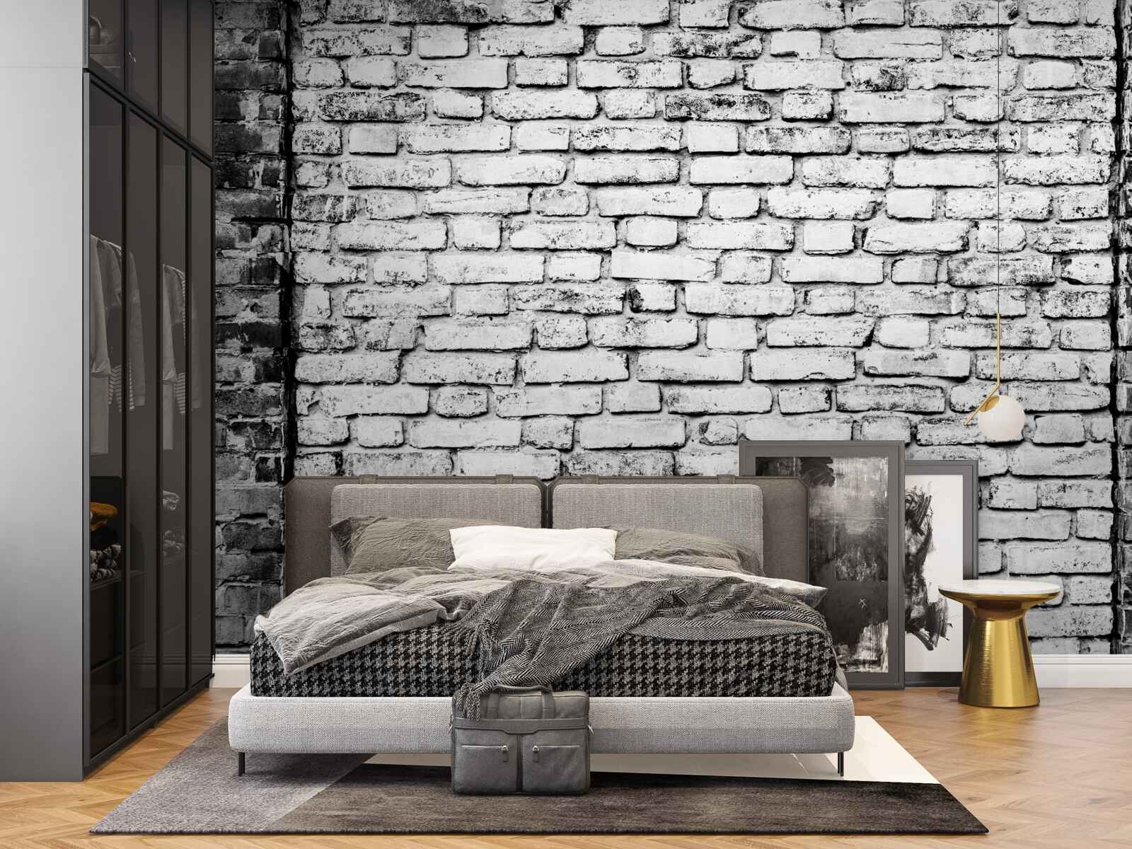 Fototapeta Ściana z cegieł ze śladami zarysowań