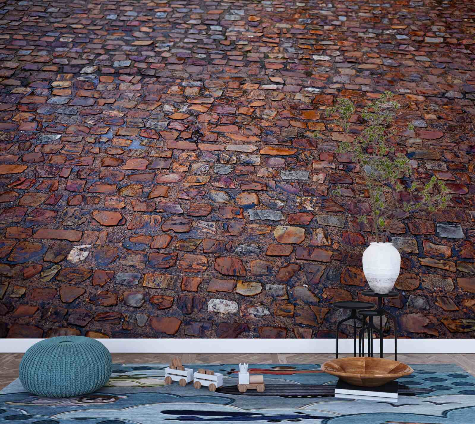 Fototapeta starożytna ulica wyłożona kostką brukową