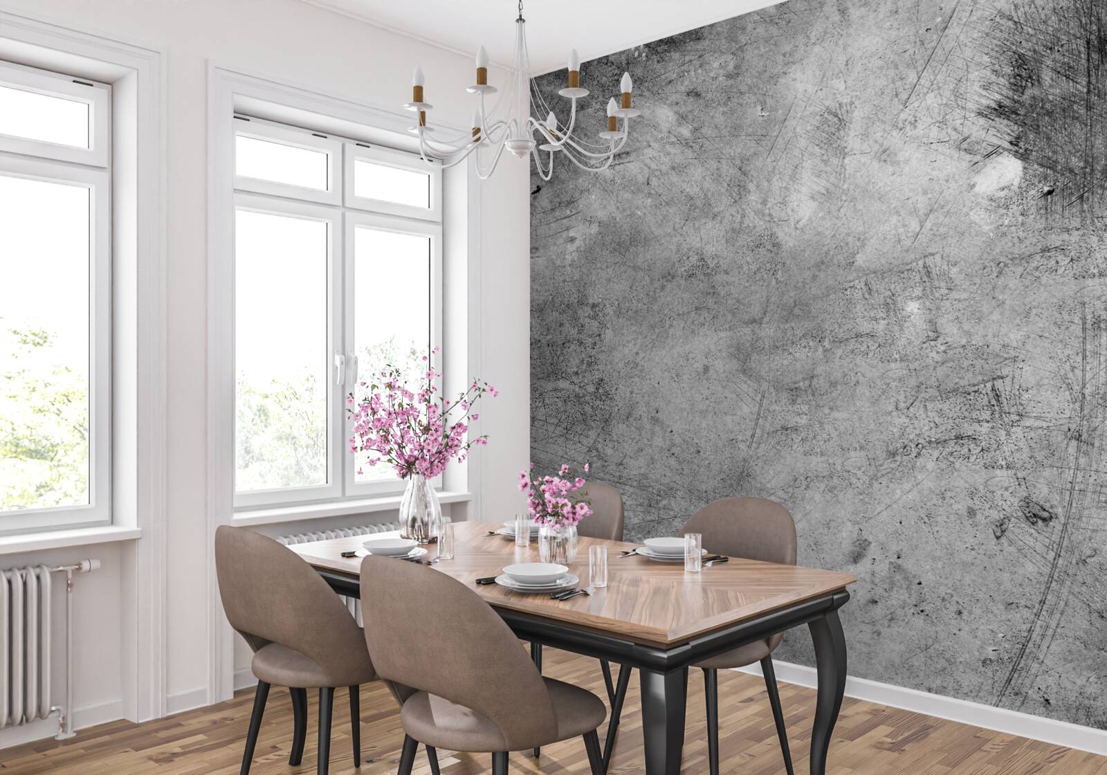 Fototapeta szara ściana z zadrapaniami z bliska