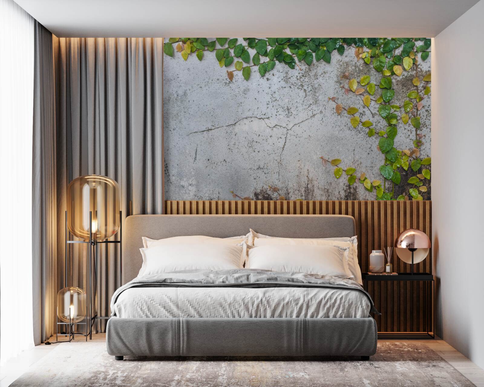 Fototapeta liście są zielono-żółte na szarym tle