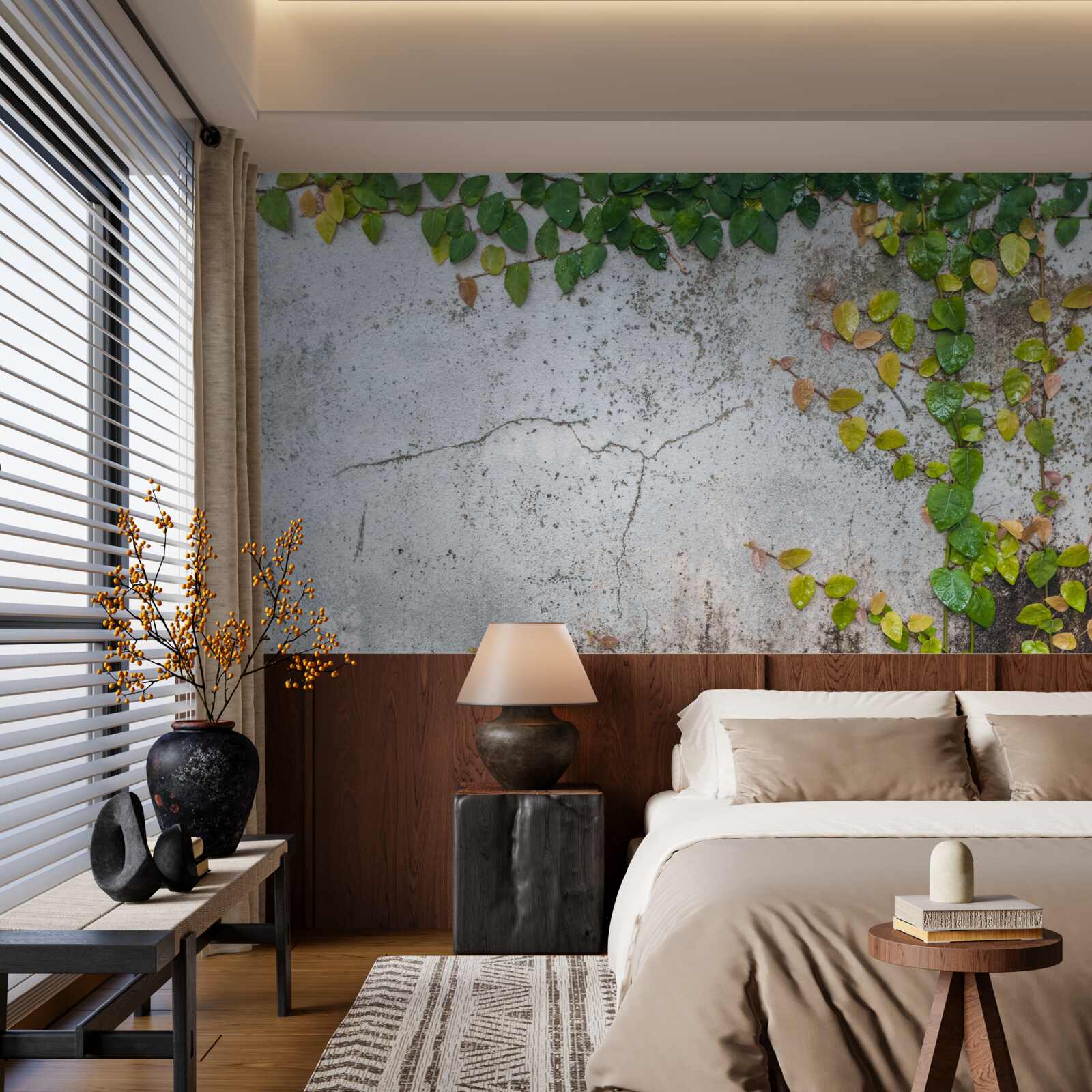 Fototapeta liście są zielono-żółte na szarym tle