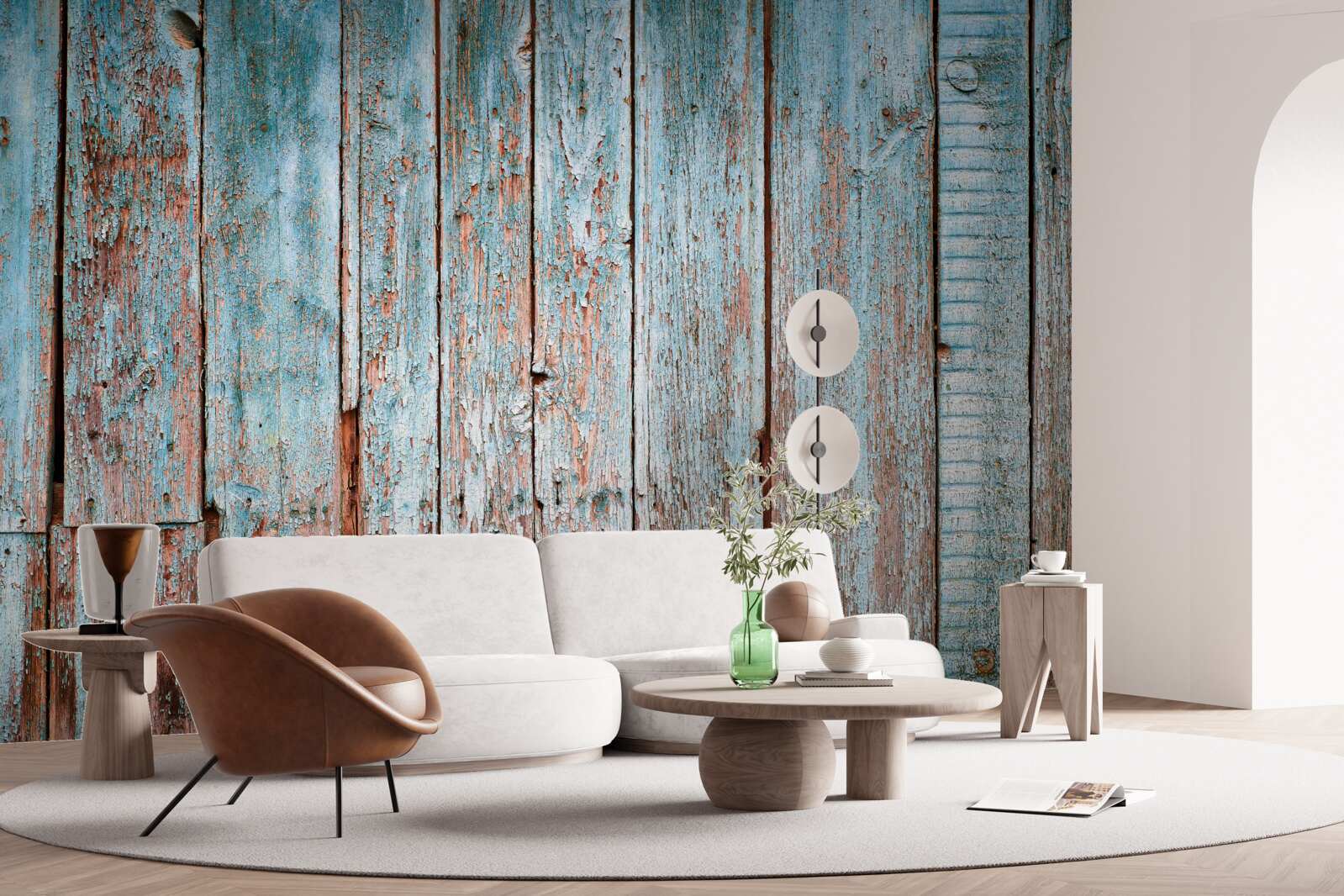 Fototapeta tło wykonane ze starych belek w odcieniach szarości i błękitu