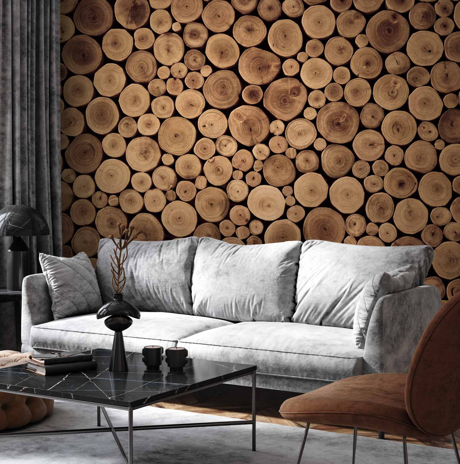 Fototapeta ostrożnie przytnij okrągłe pnie drzew