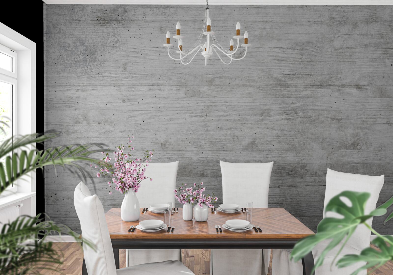 Fototapeta jasnoszara ściana z drewna