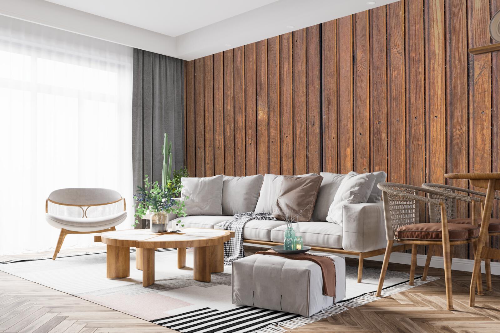 Fototapeta bariera ciągła wykonana ze starych belek drewnianych