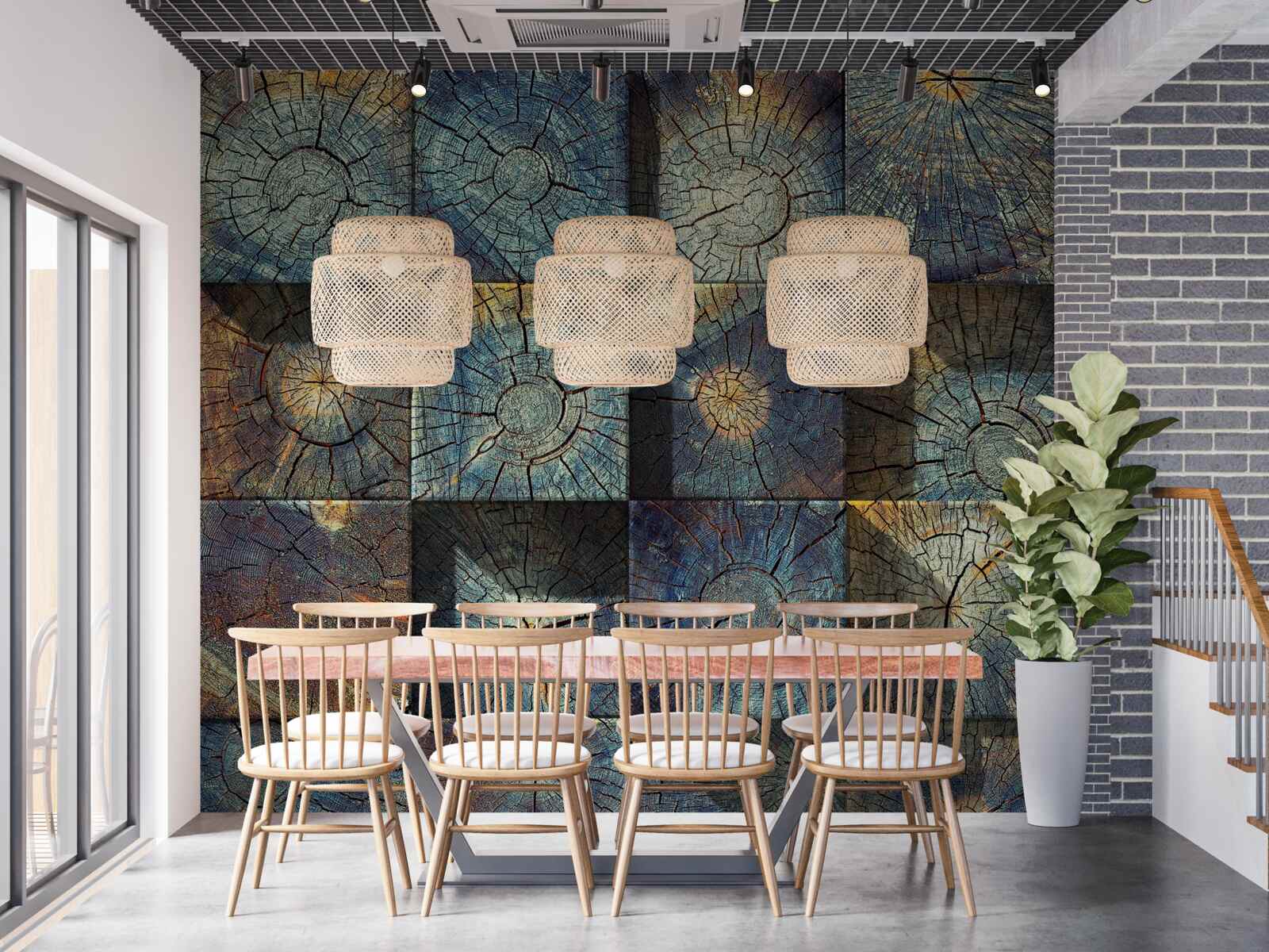 Fototapeta obiekt artystyczny wykonany z resztek drzew