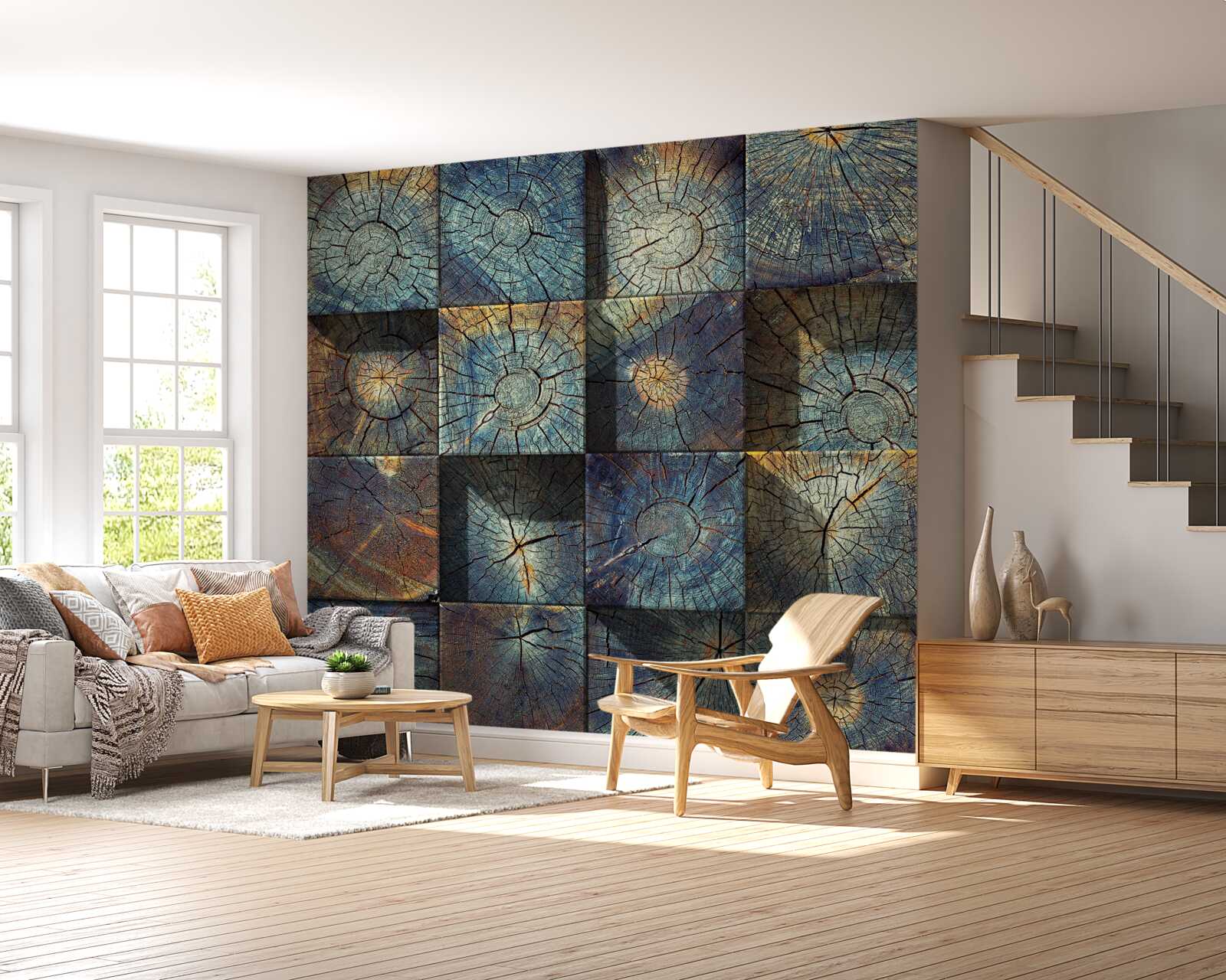 Fototapeta obiekt artystyczny wykonany z resztek drzew