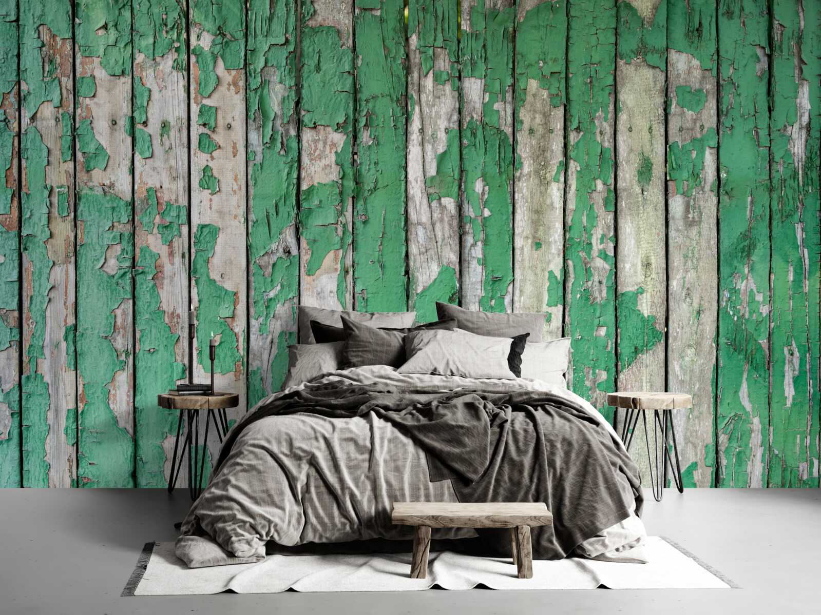 Fototapeta ogrodzenie, które straciło swój zielony blask