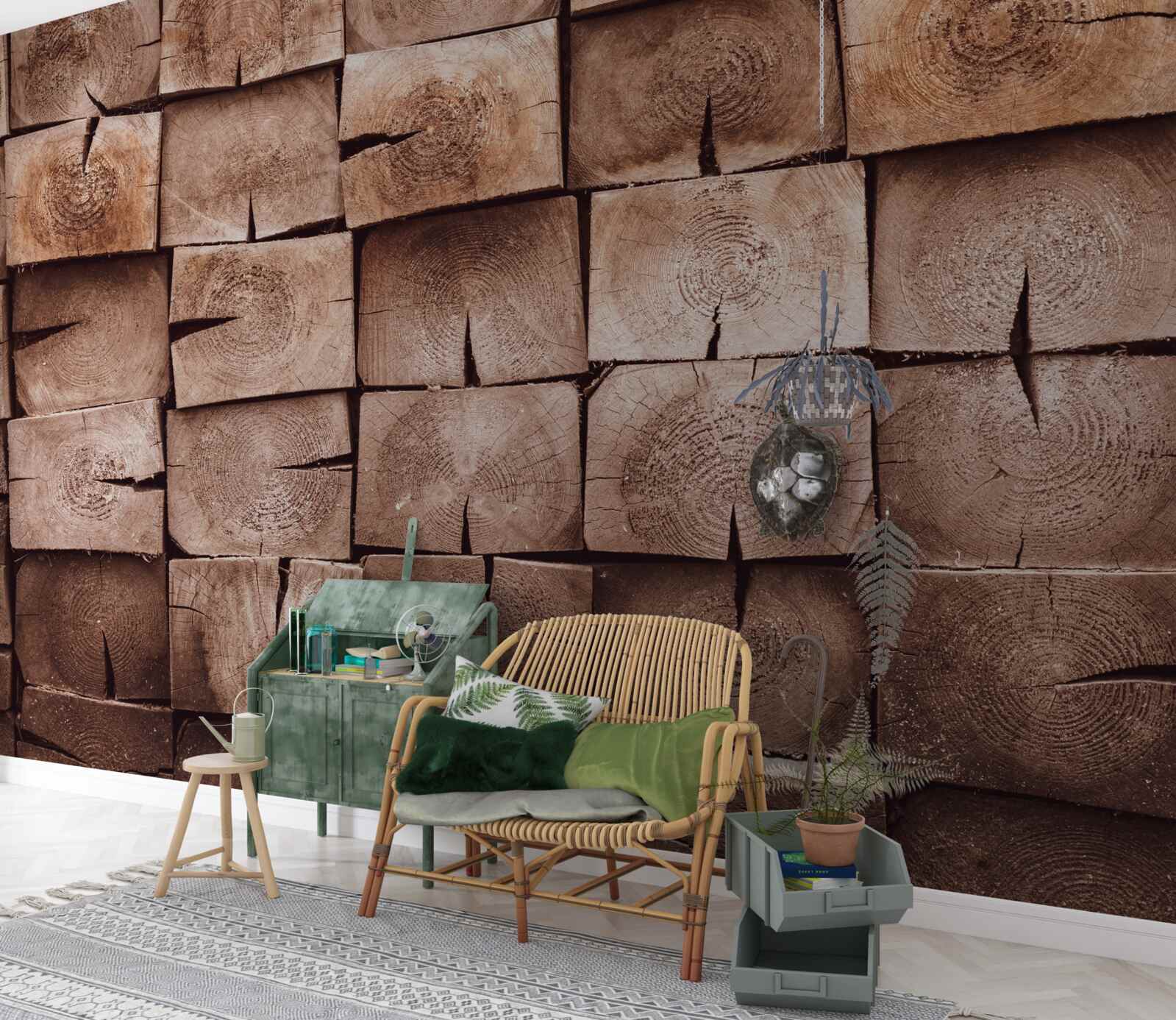 Fototapeta stos kłód drewna