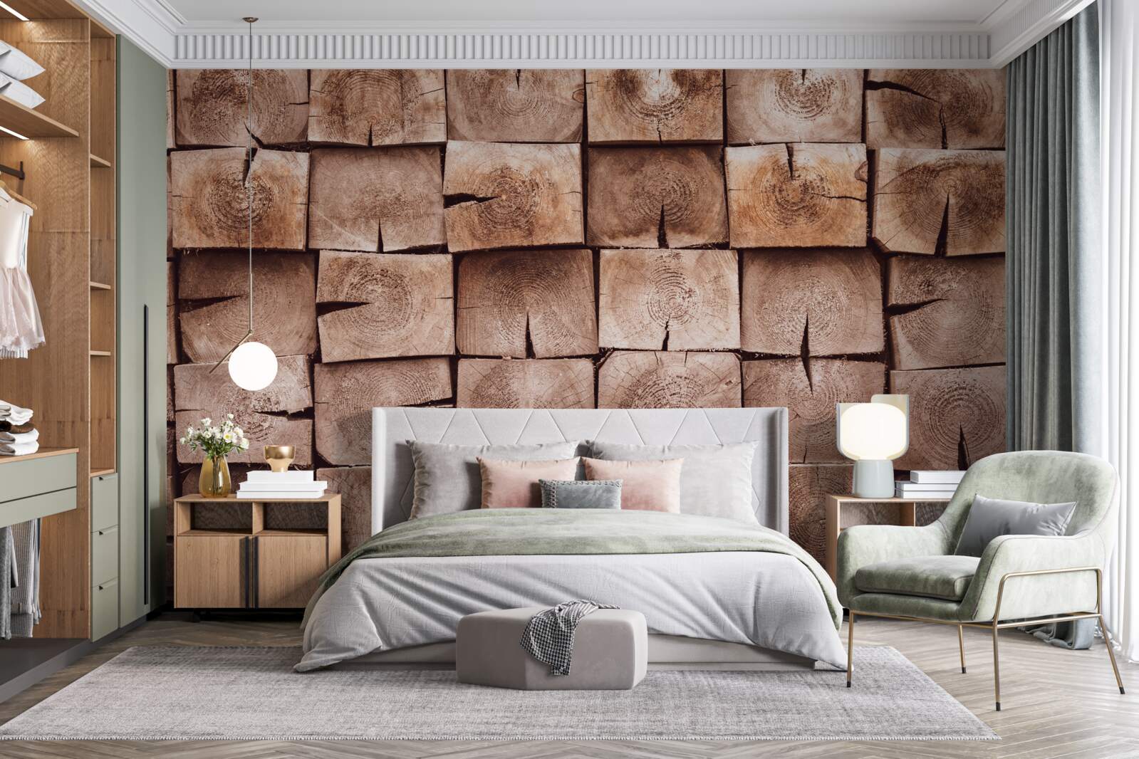 Fototapeta stos kłód drewna