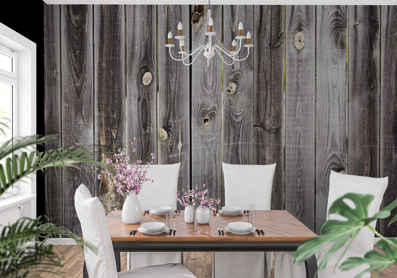 Fototapeta ciemnoszary drewniany płot