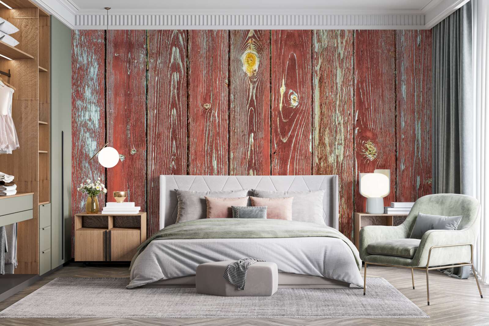 Fototapeta drewniane tło jest czerwone i ma antyczny wygląd