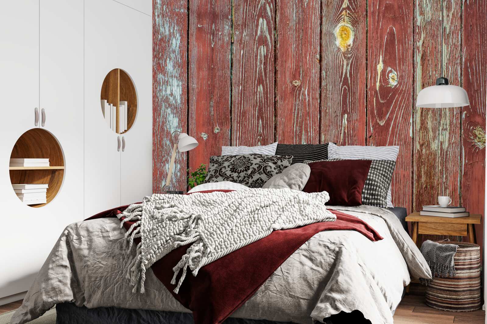 Fototapeta drewniane tło jest czerwone i ma antyczny wygląd