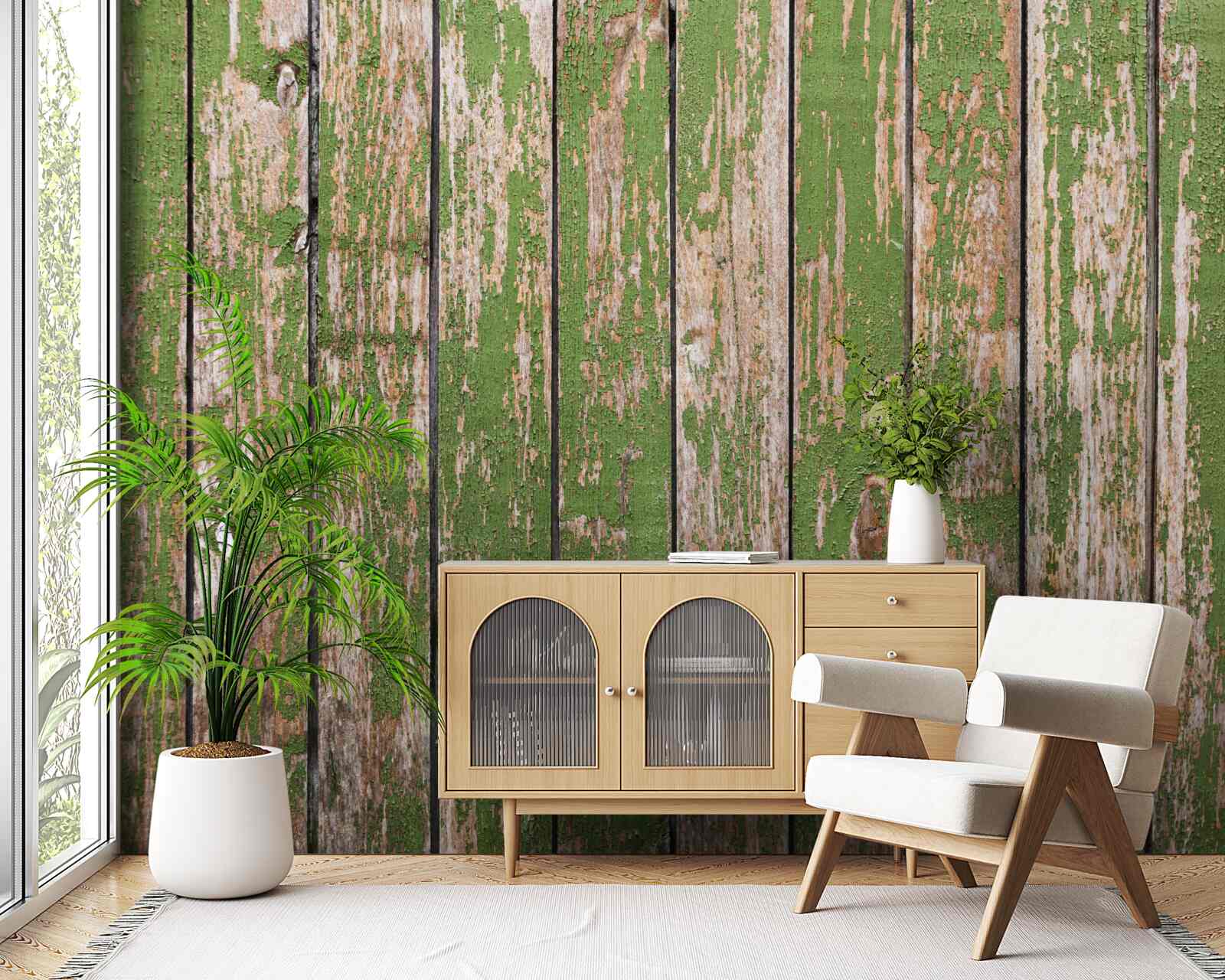 Fototapeta starożytny, zniszczony zielony płot