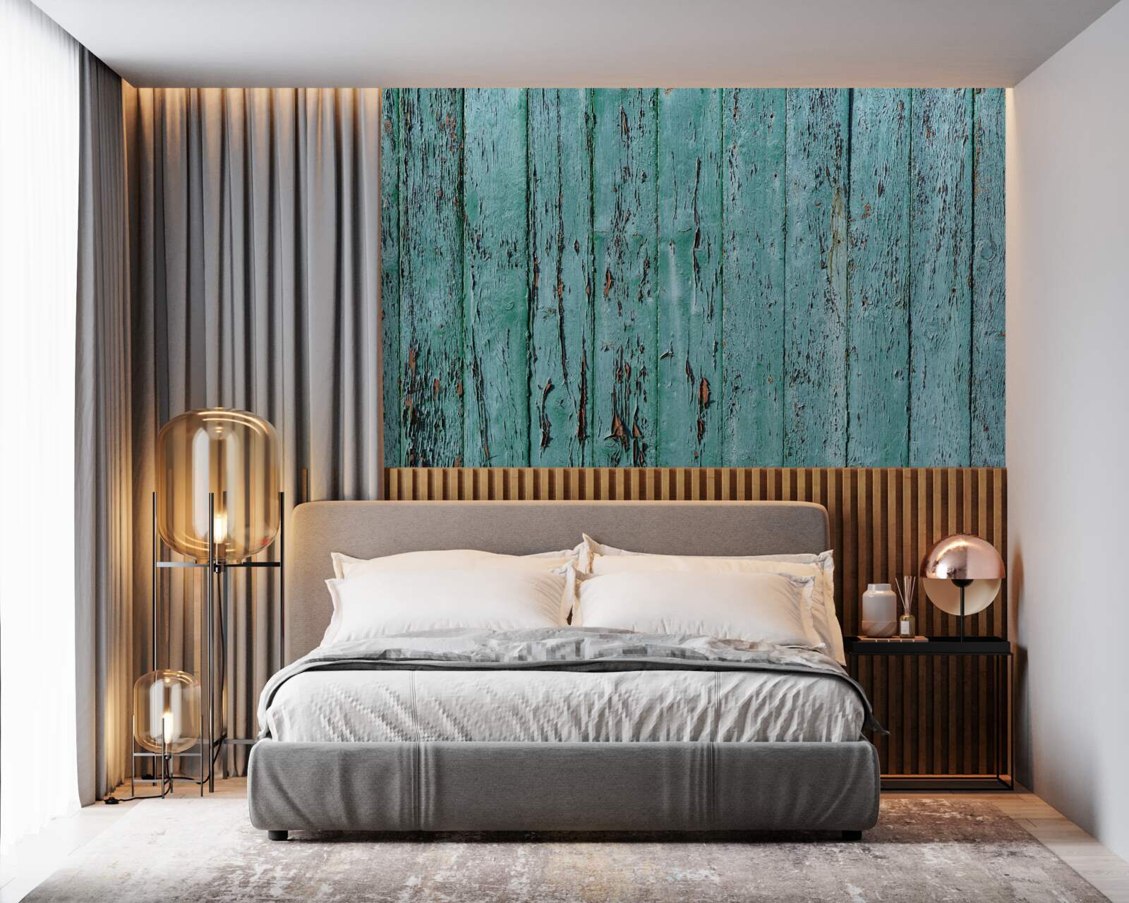 Fototapeta deski drewniane, malowane na kolor miętowy, stare