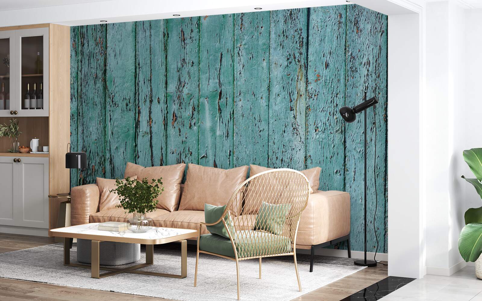 Fototapeta deski drewniane, malowane na kolor miętowy, stare