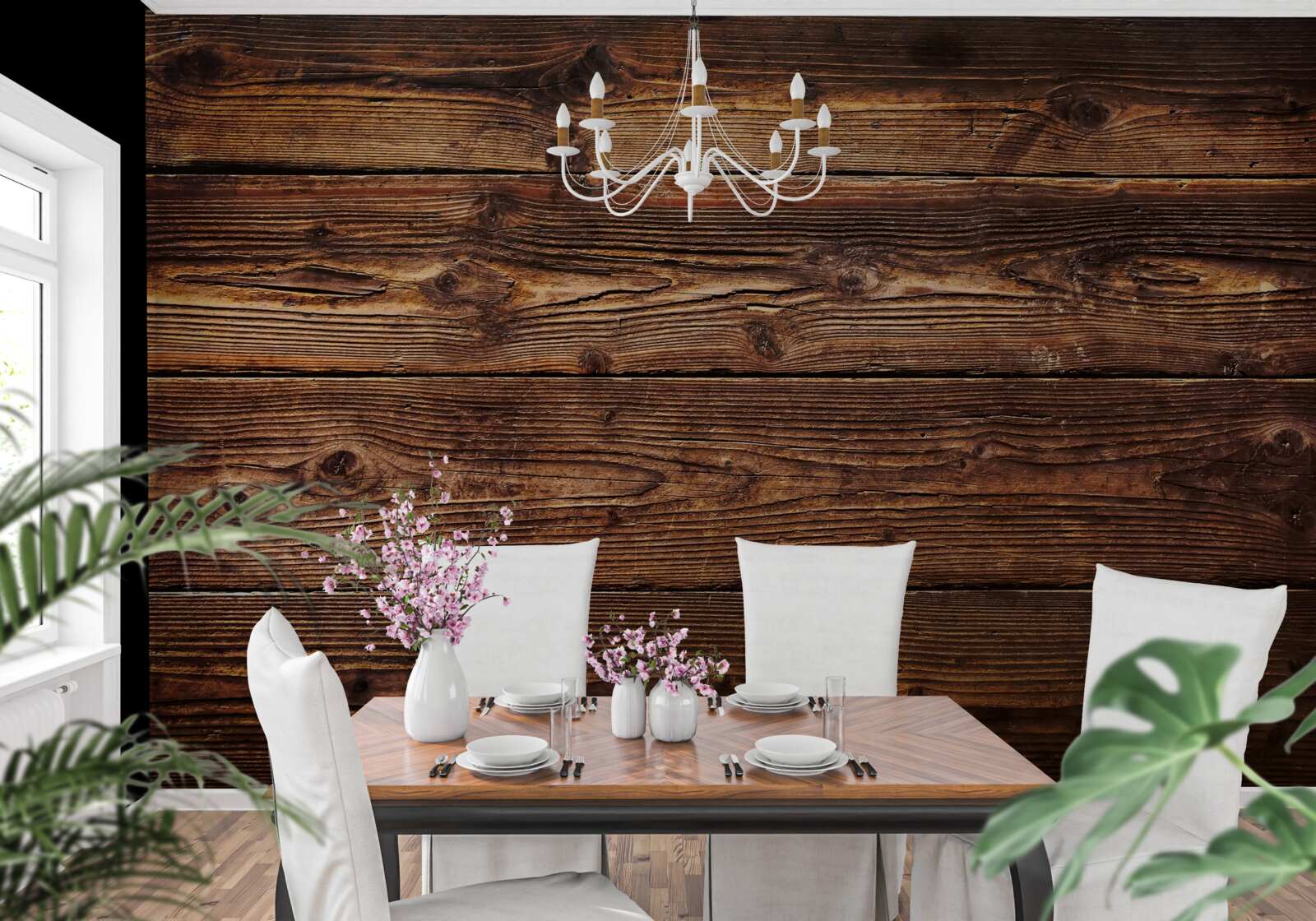 Fototapeta ciemnobrązowa deska parkietowa