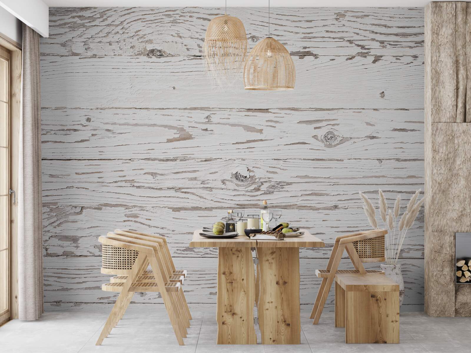 Fototapeta bielona, ​​zabytkowa deska parkietowa