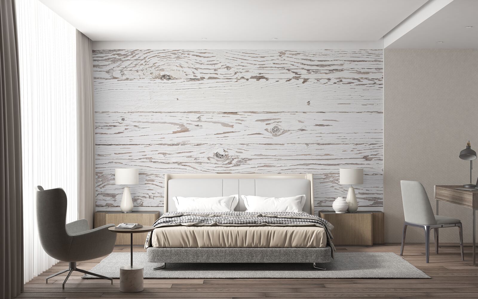 Fototapeta bielona, ​​zabytkowa deska parkietowa