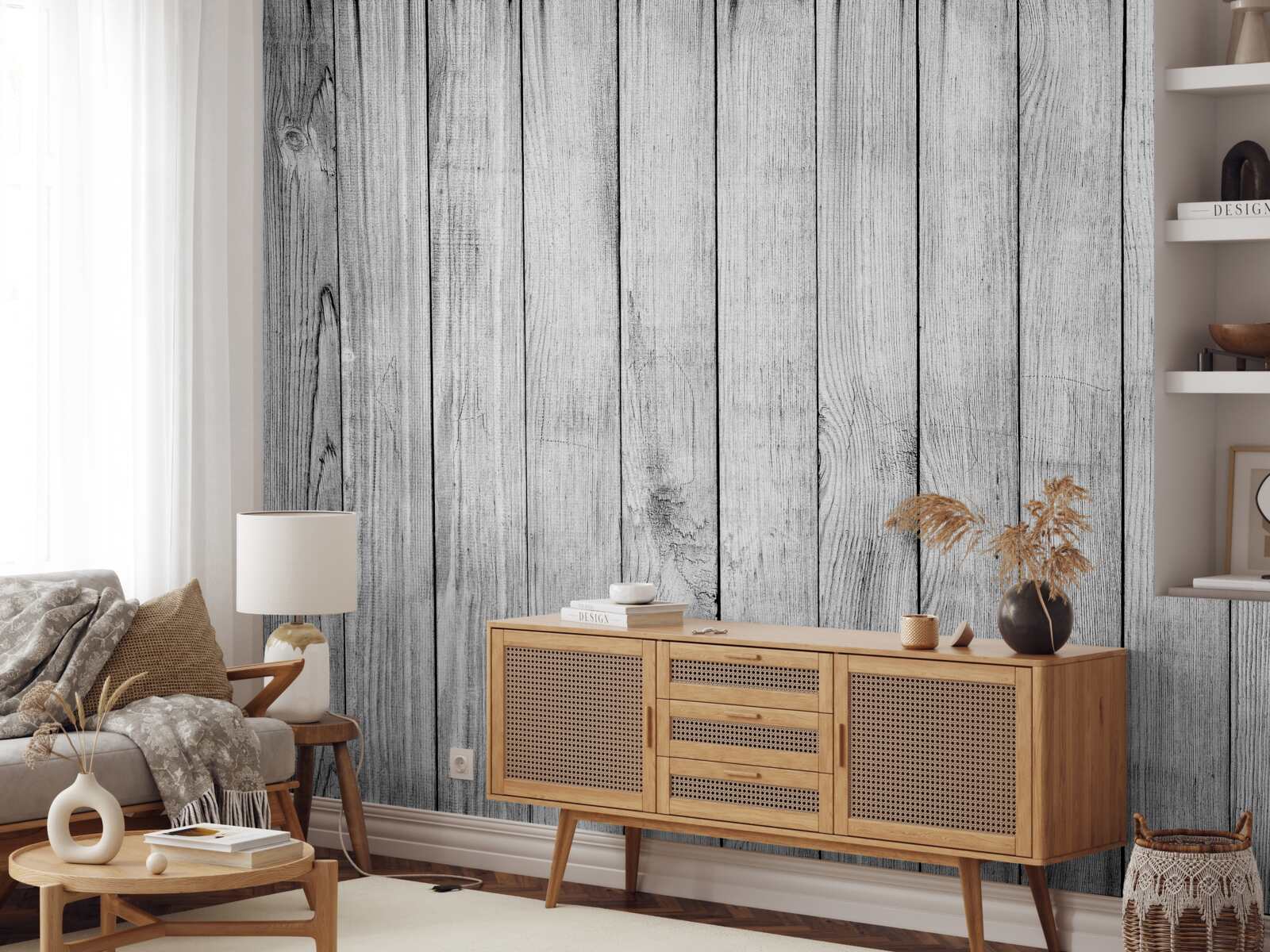 Fototapeta jasnoszara deska parkietowa