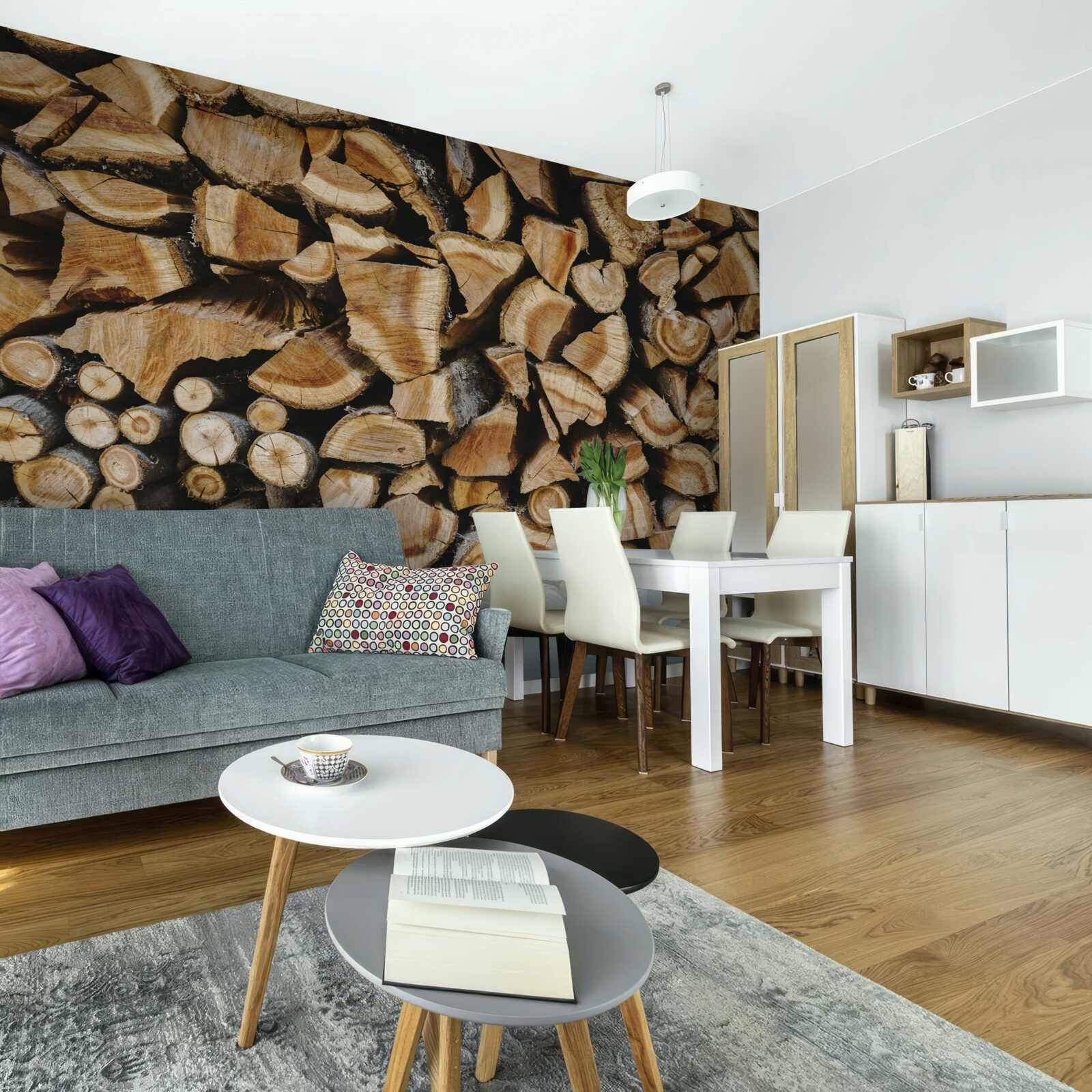 Fototapeta kawałki drewna ułożone razem