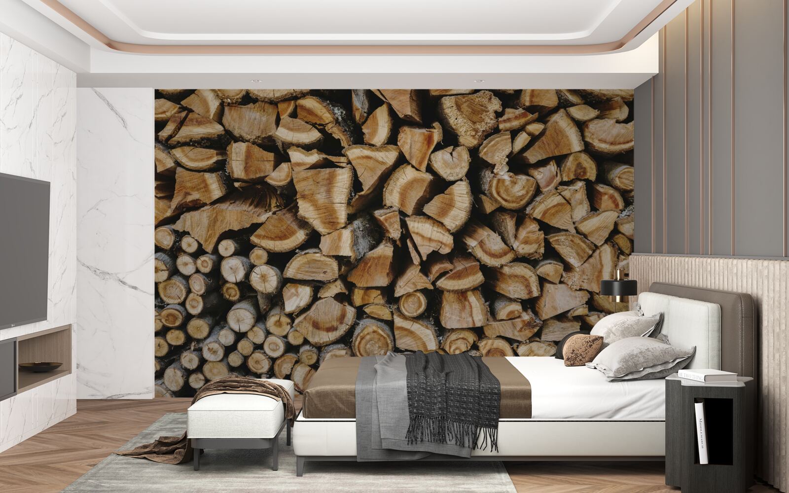 Fototapeta kawałki drewna ułożone razem