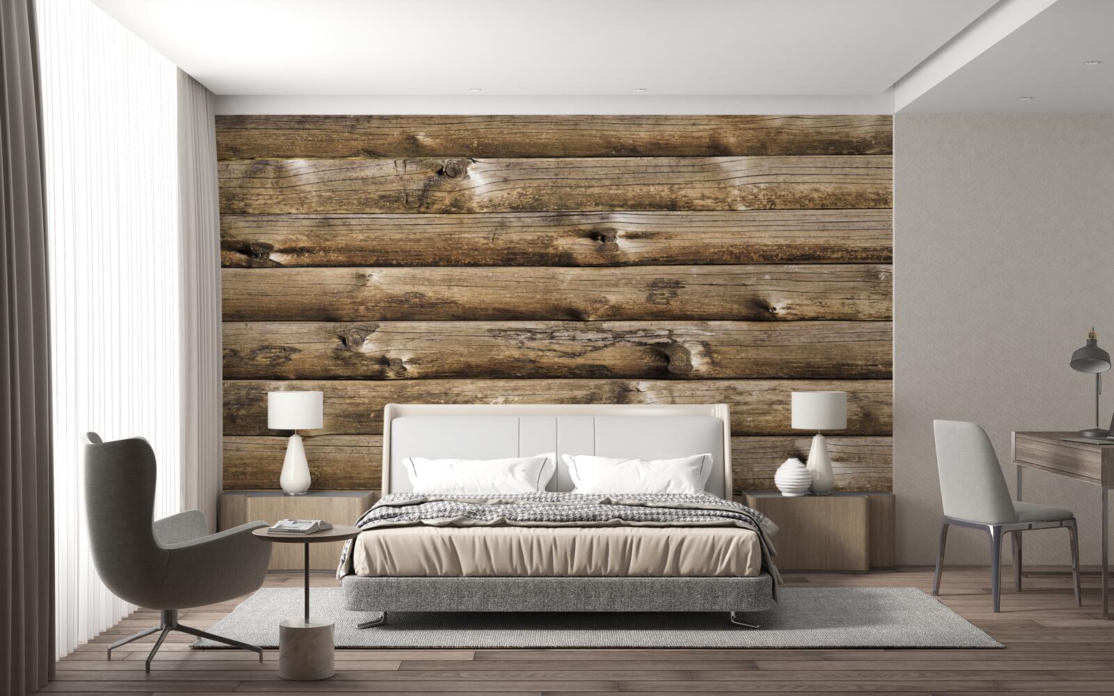 Fototapeta Ściana z brązowych bali