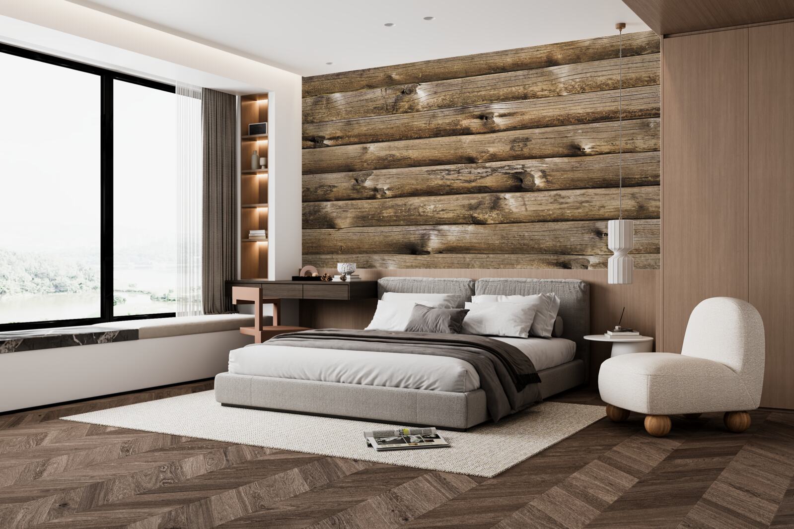 Fototapeta Ściana z brązowych bali