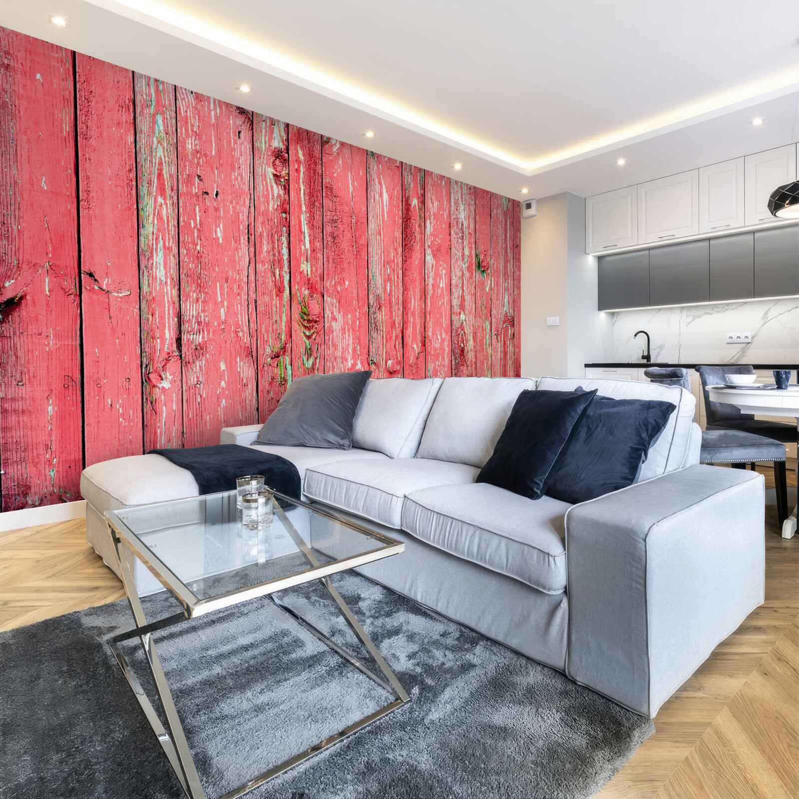 Fototapeta ogrodzenie pomalowane na różowo