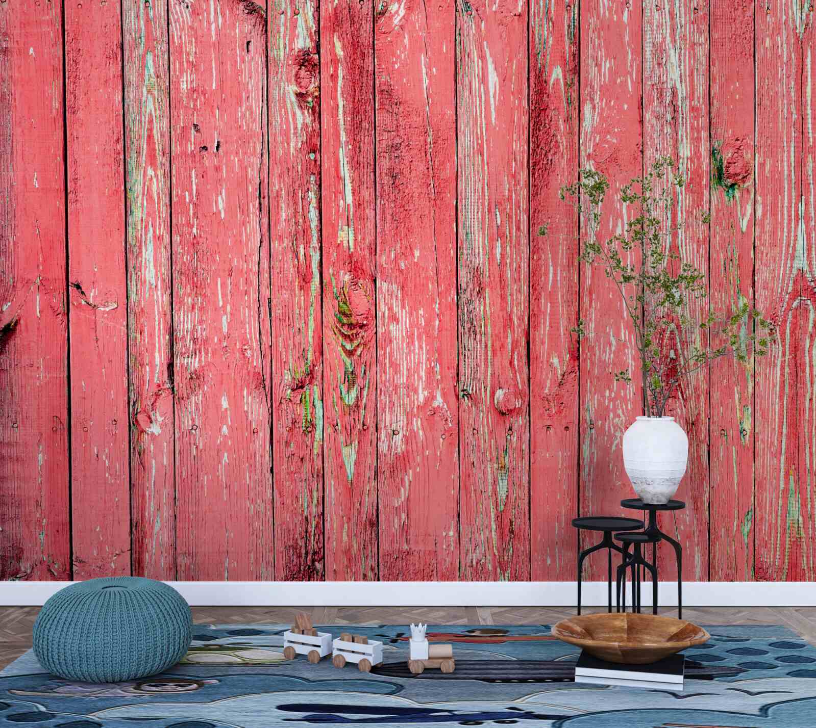 Fototapeta ogrodzenie pomalowane na różowo