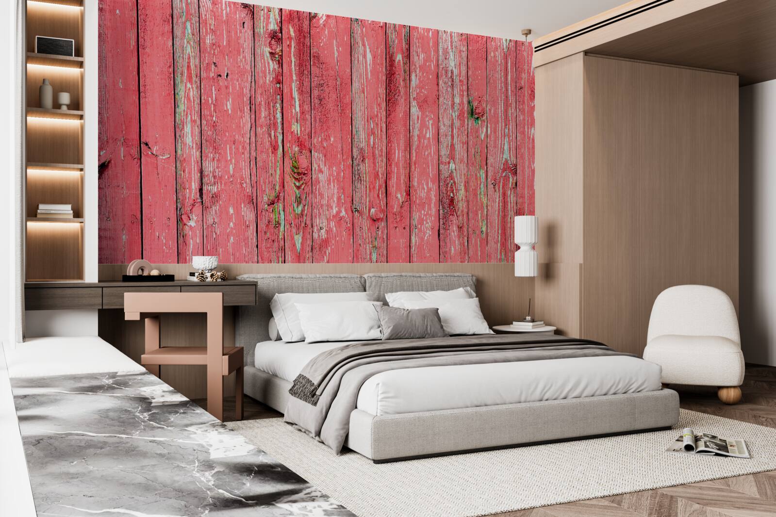 Fototapeta ogrodzenie pomalowane na różowo