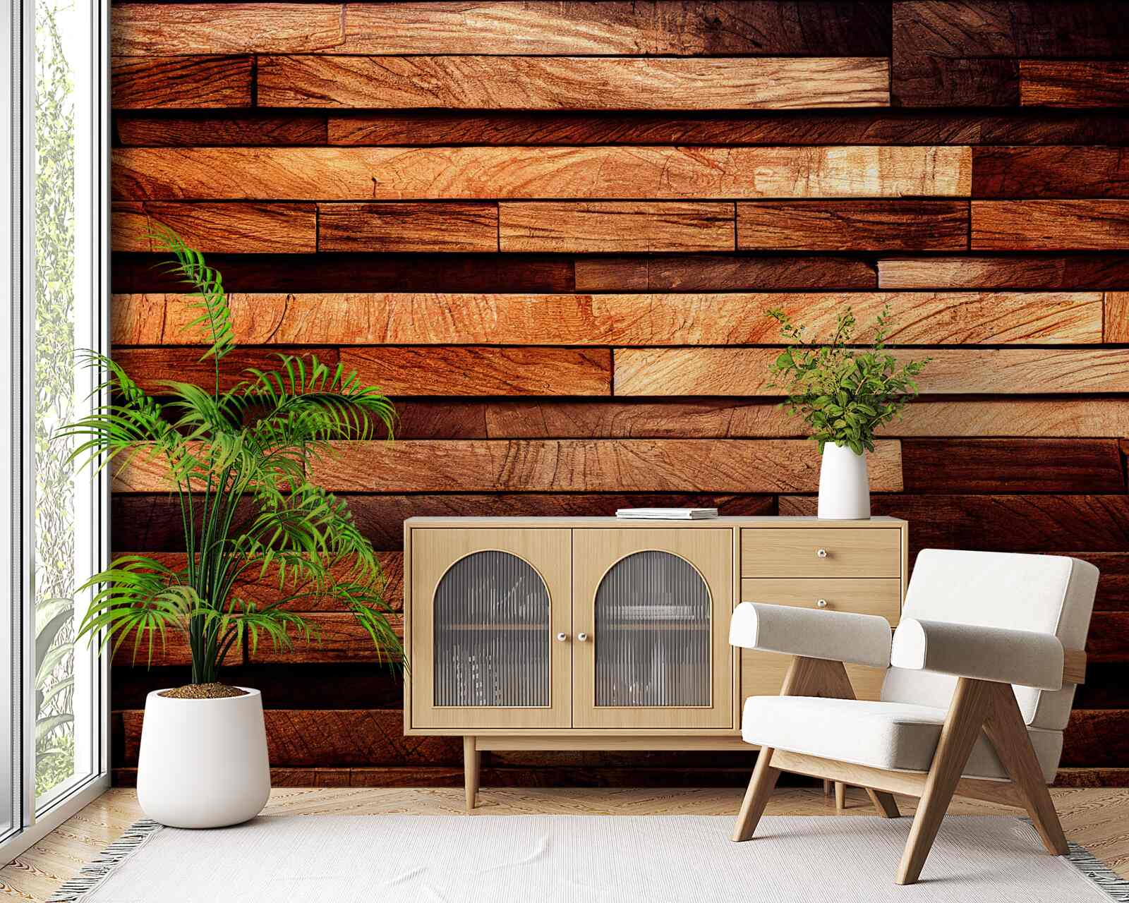 Fototapeta drewniana ściana zmontowana z belek