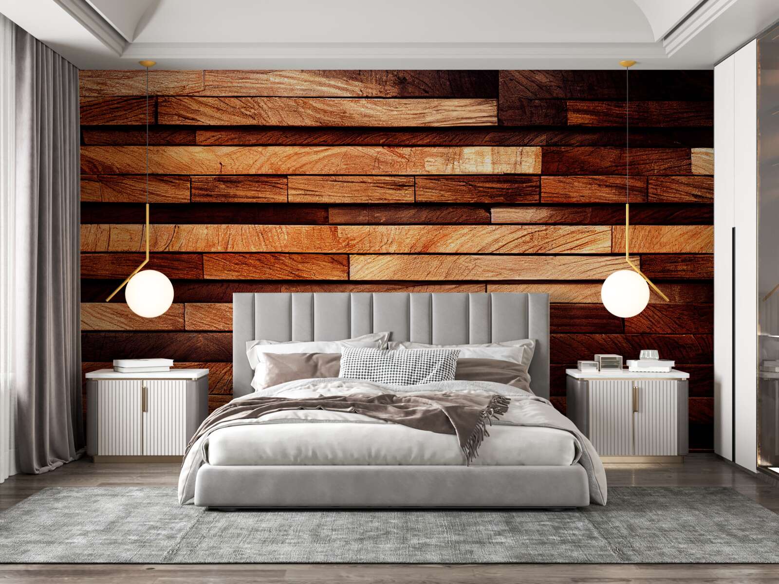 Fototapeta drewniana ściana zmontowana z belek