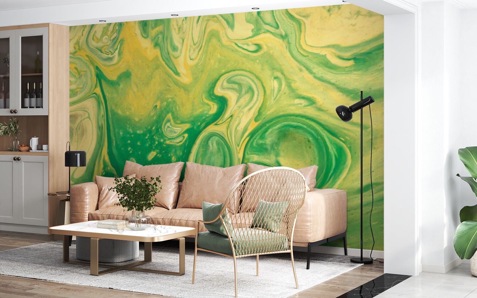 Fototapeta na tle zielono-żółte plamy