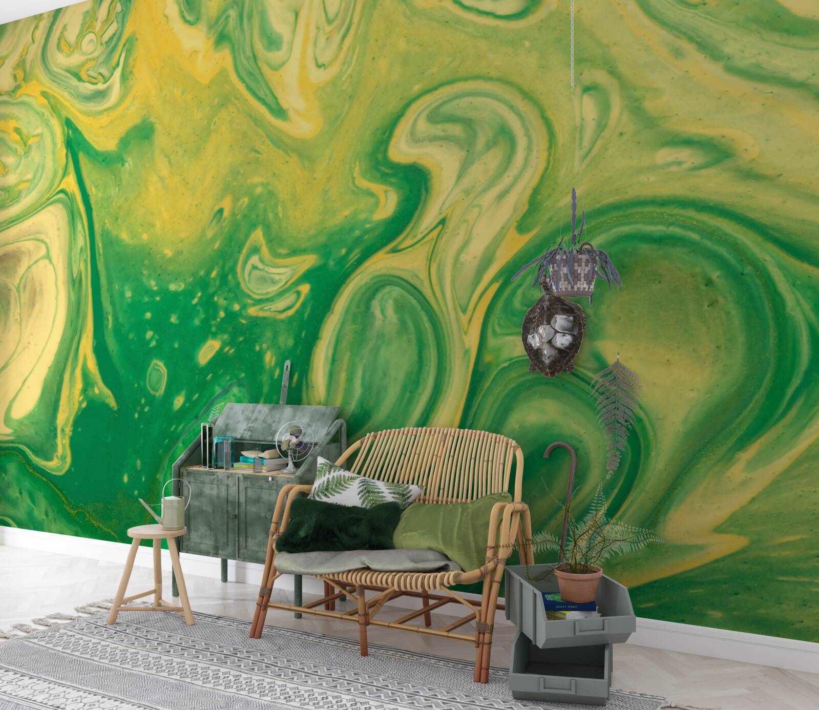 Fototapeta na tle zielono-żółte plamy