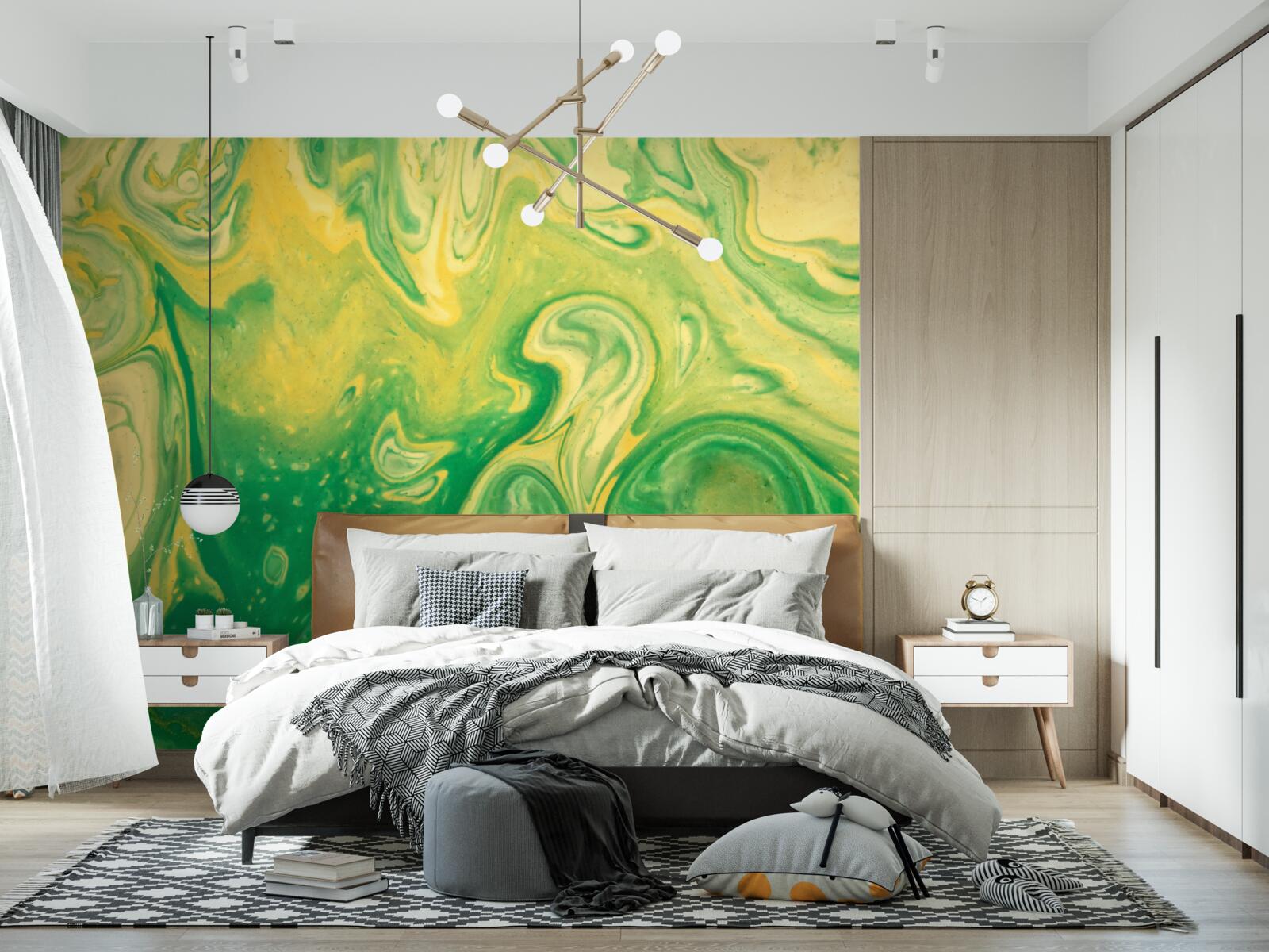 Fototapeta na tle zielono-żółte plamy