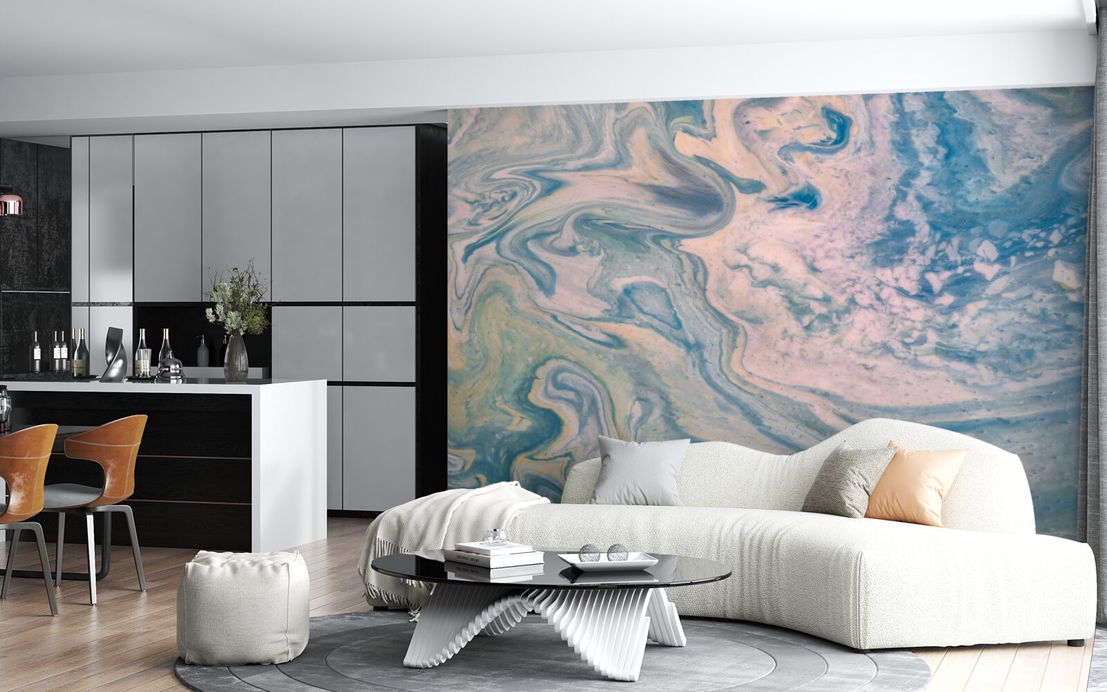 Fototapeta wielokolorowe abstrakcyjne linie podążające po gładkich trajektoriach