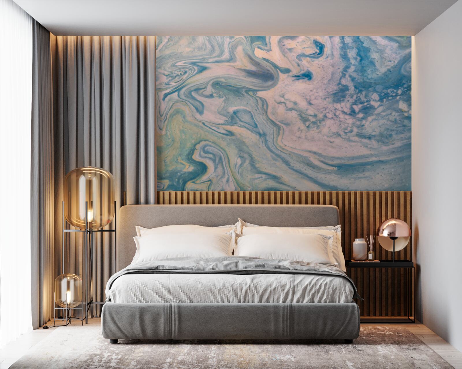 Fototapeta wielokolorowe abstrakcyjne linie podążające po gładkich trajektoriach