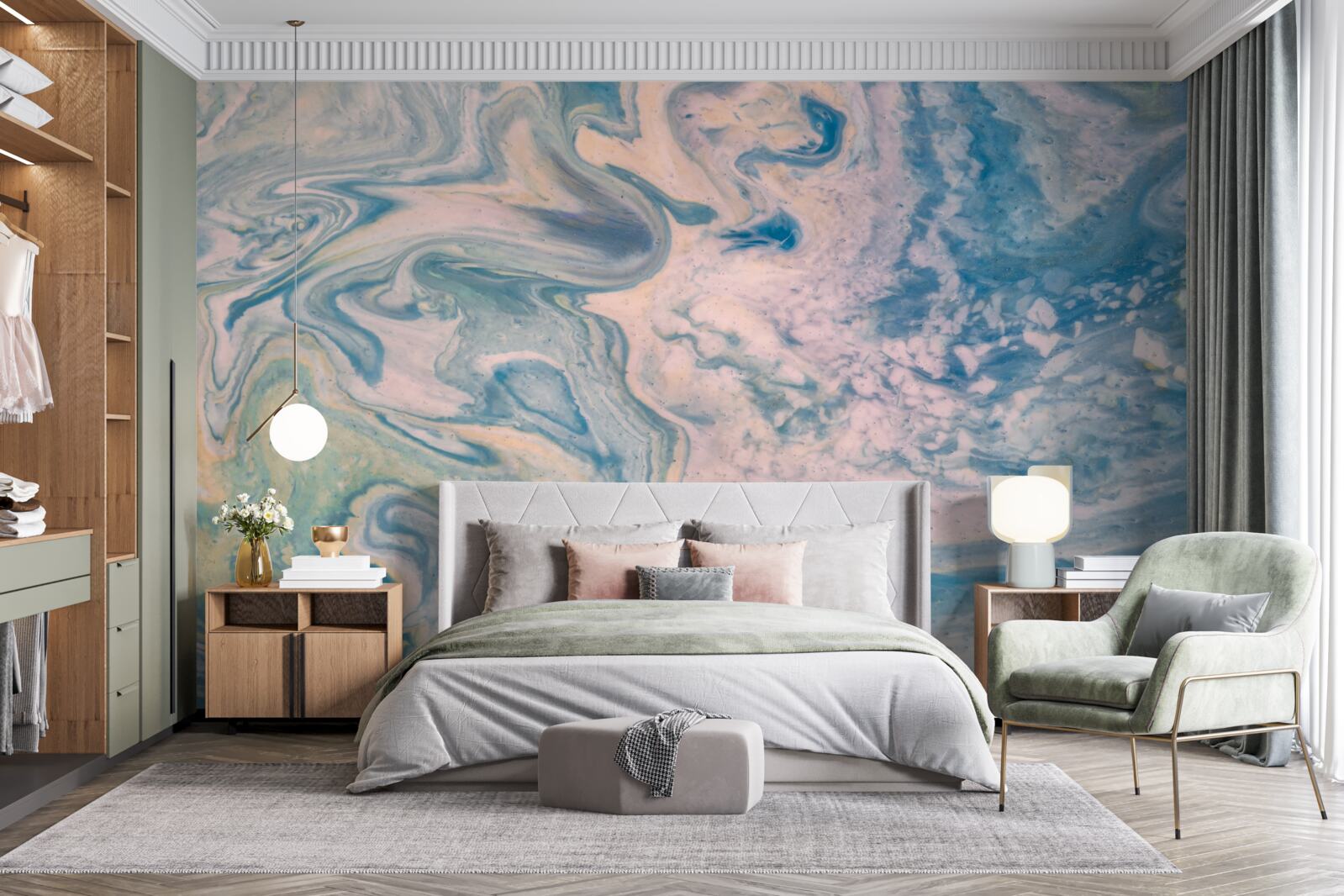 Fototapeta wielokolorowe abstrakcyjne linie podążające po gładkich trajektoriach