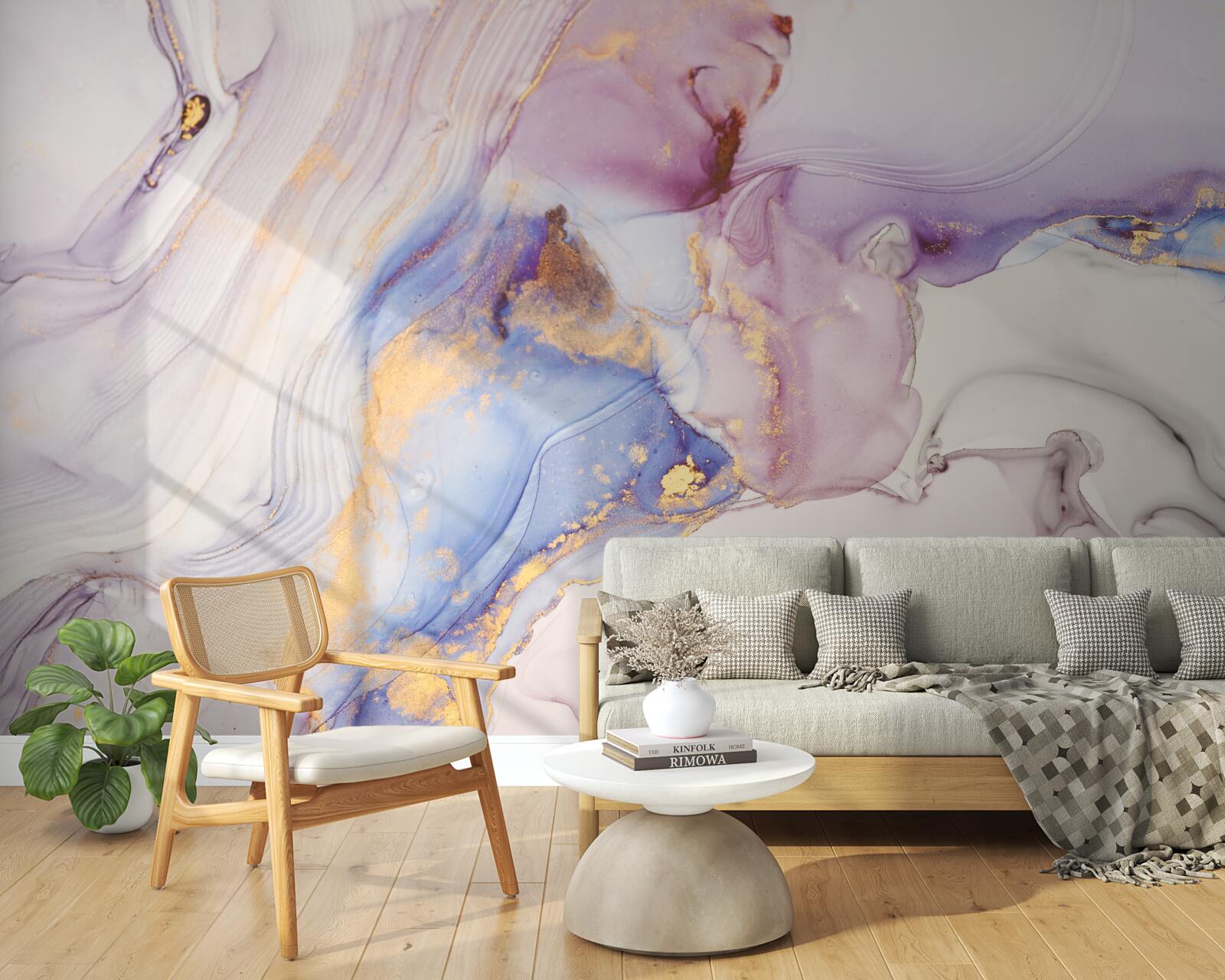 Fototapeta marmurowe tło z akwarelowym abażurem łóżka