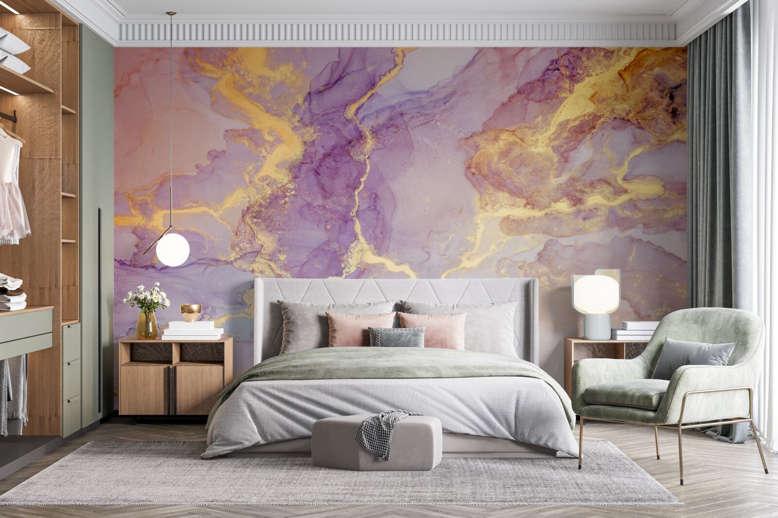 Fototapeta liliowy płyn o złotym odcieniu