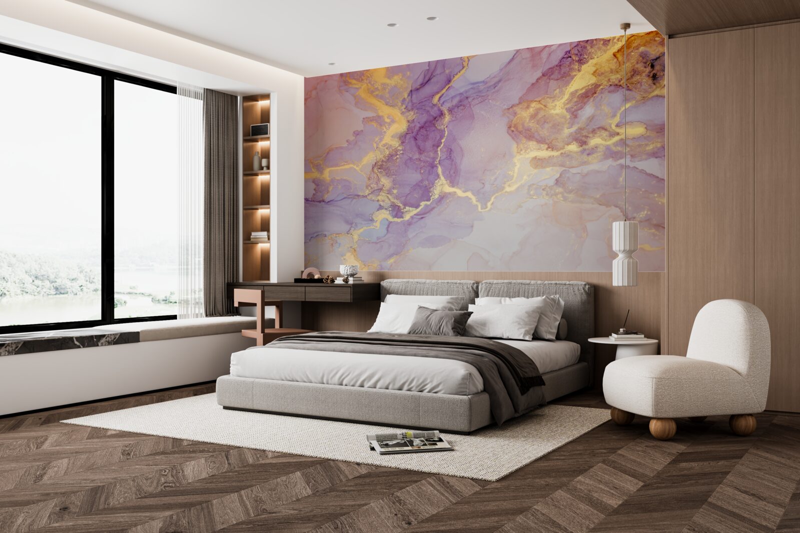 Fototapeta liliowy płyn o złotym odcieniu