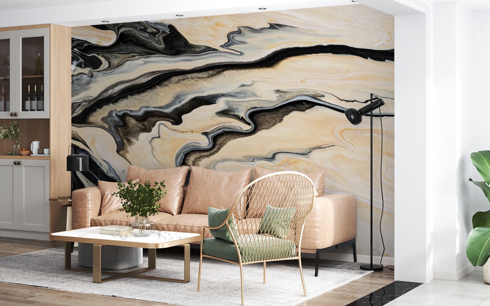 Fototapeta marmurowe tło w płynnym beżowym odcieniu