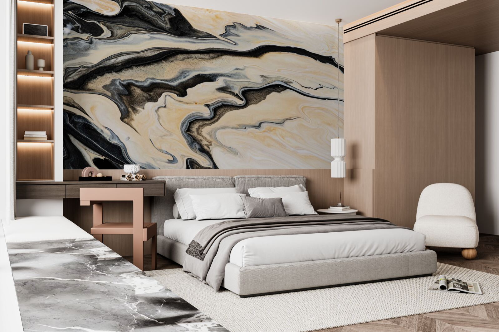 Fototapeta marmurowe tło w płynnym beżowym odcieniu