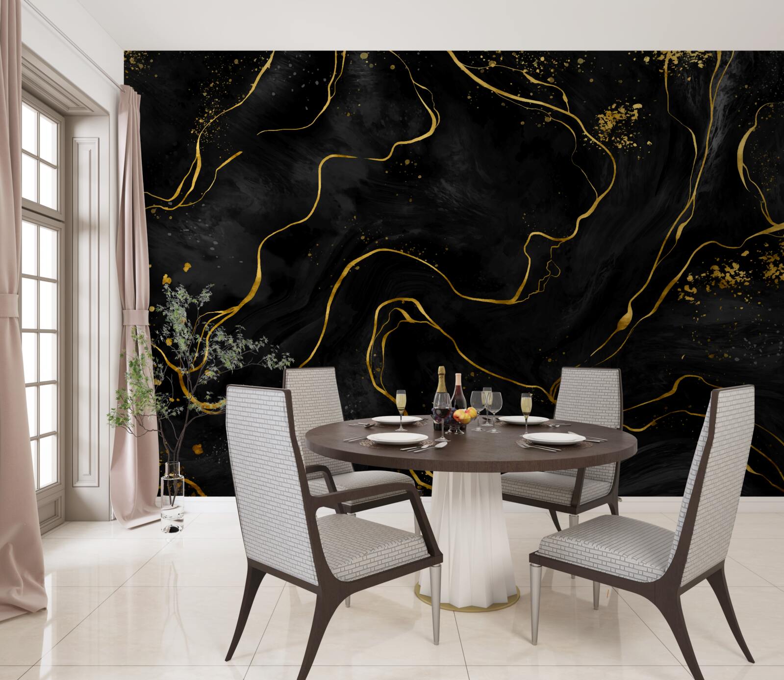 Fototapeta marmurowe tło w odcieniach czerni i złota