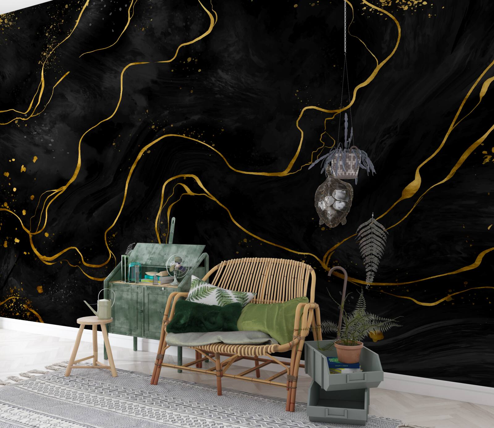 Fototapeta marmurowe tło w odcieniach czerni i złota